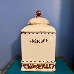 Vintage Handmade Nonni’s Porcelain Biscotti Cookie Jar